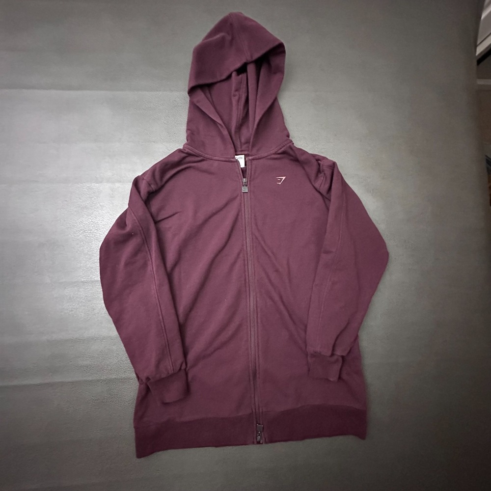 Gymshark Jacket Mens Small Red Maroon Full Zip Performance Fleece Pockets Lift